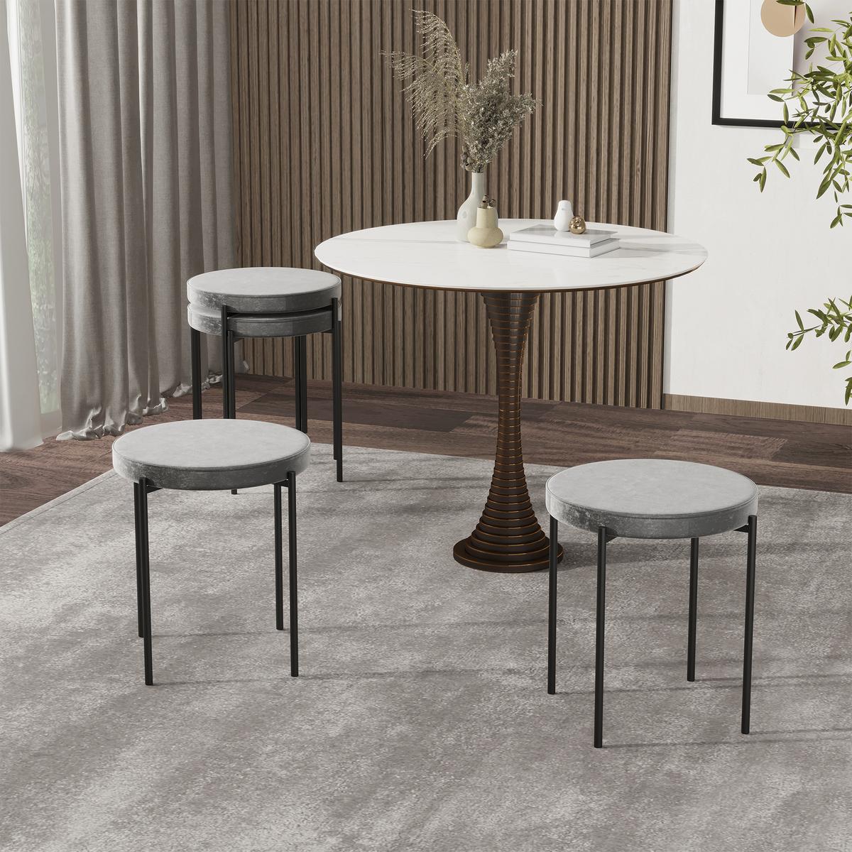 4ER-SET Esszimmerhocker Esszimmerstühle Küchenstuhl modern Polyester Stahl Grau - Dunkelgrau, Kunststoff (41.5/46/41.5cm) - HOMCOM