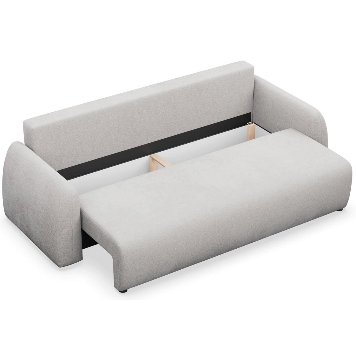 3-SITZER SOFA Nubelle Hellgrau Chenille-Bezug, wasserabweisend - Hellgrau/Schwarz, Kunststoff/Textil (244/85/93cm) - Selsey