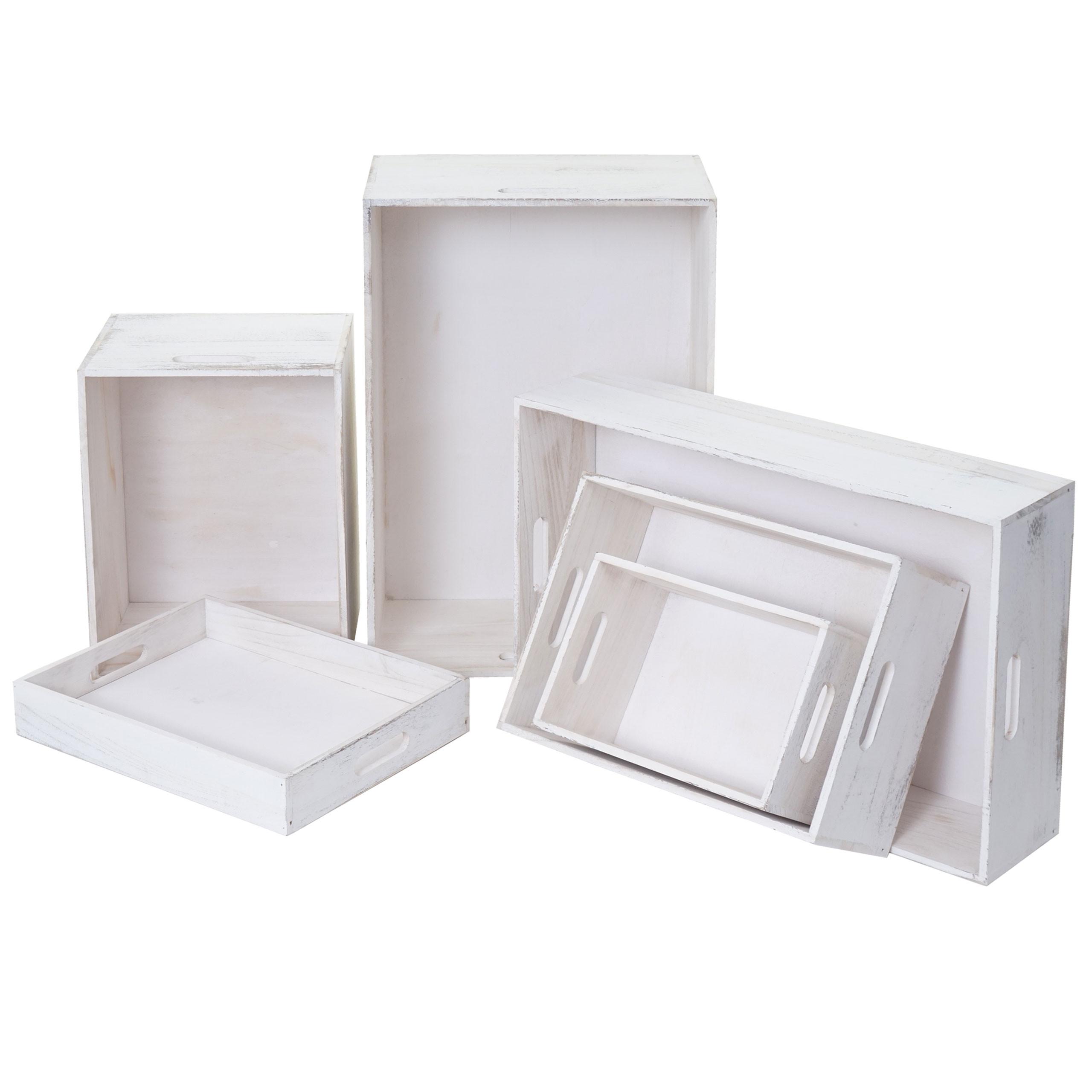 HOLZBOX Weiß 6er-Set - Weiß, Holz (24/40/60cm) - MCW