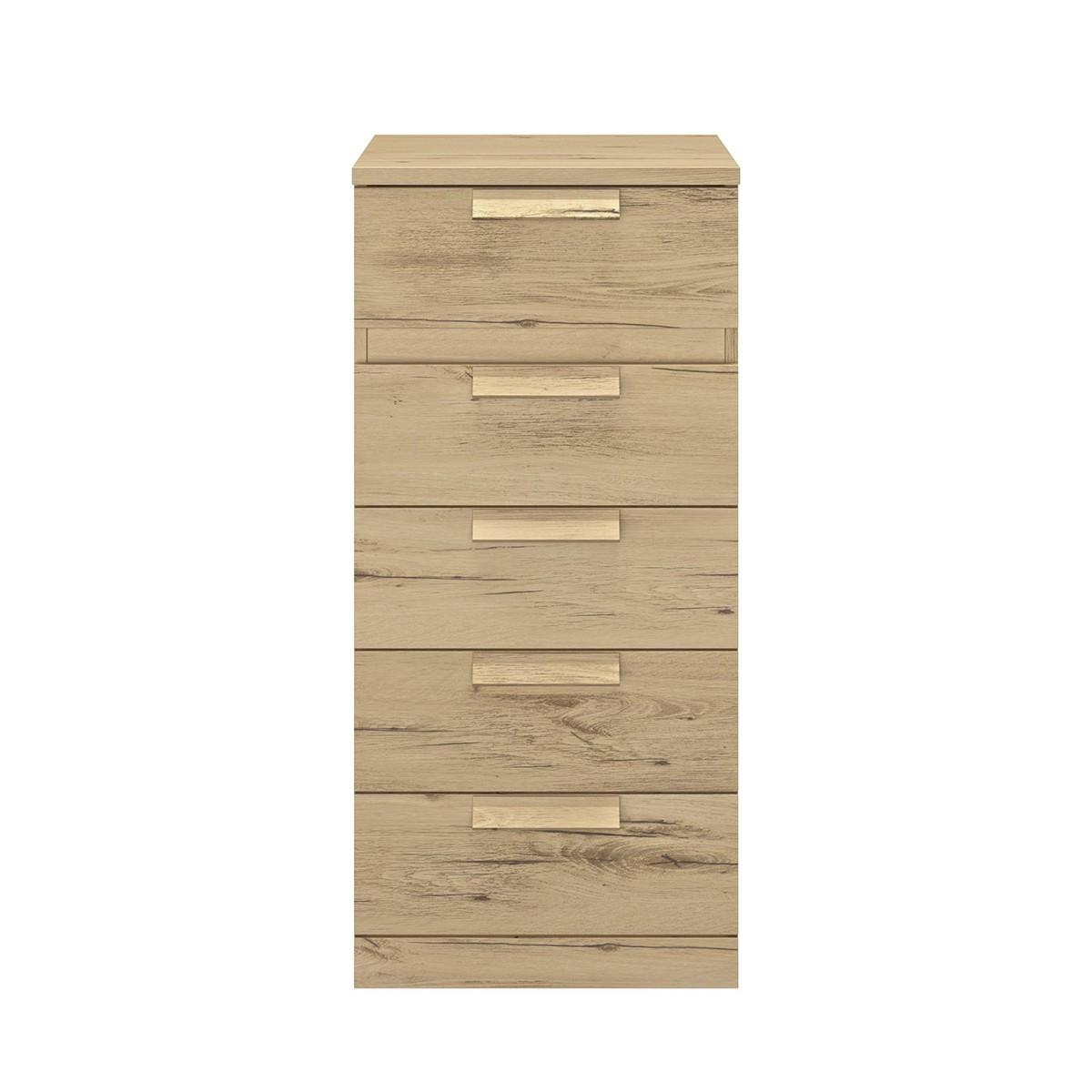 KOMMODE 5 Schubladen Cyrus - Französische Herstellung - 48/45/105 cm - Nussbaumfarben, Holzwerkstoff (45/105/45cm) - Calicosy