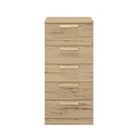 KOMMODE 5 Schubladen Cyrus - Französische Herstellung - 48/45/105 cm - Nussbaumfarben, Holzwerkstoff (45/105/45cm) - Calicosy