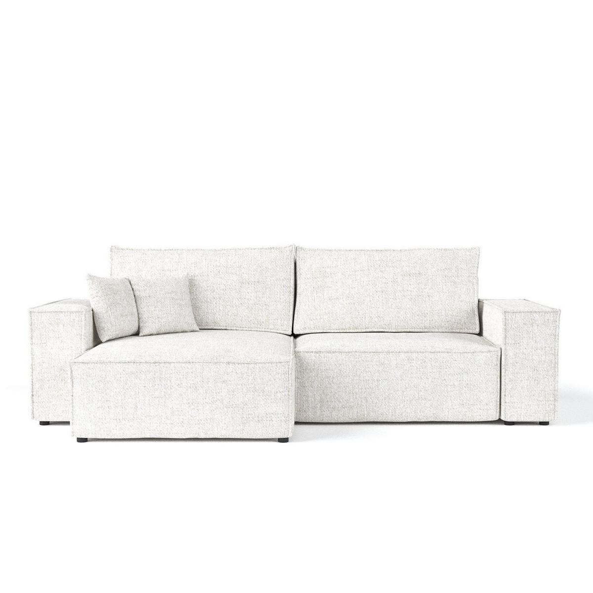 ECKSOFA CAVO mit Schlaffunktion Creme im Neve Stoff - Creme/Schwarz, Holz/Holzwerkstoff (255/148cm) - AltaBeds