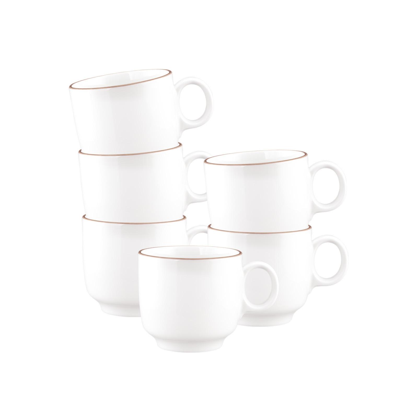CAPPUCCINOTASSEN Sento Home Pure Lines Cocoa Brown 300 ml 6er Set - Hellbraun, Keramik (0.3L) - Seltmann Weiden