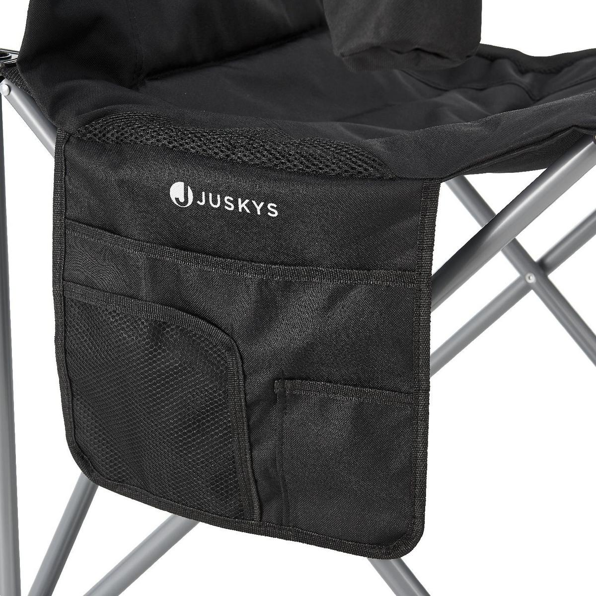 CAMPINGSTUHL Lido schwarz mit Flaschenhalterung & Tragetasche - Schwarz, Textil (62/102/62cm) - Juskys