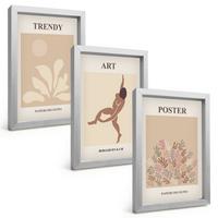BILDER SET 3er Set - 20x30 cm Silberner Rahmen - Matisses abstrakte Formen - Silberfarben, Kunststoff (20/30cm) - TULUP