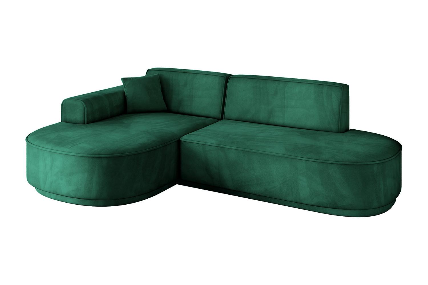 ECKSOFA Ottomane Links MARI-L1-v3 - 243x171x83 cm Grün Velours - Schwarz/Grün, Holzwerkstoff/Kunststoff (243/171cm) - ALTDECOR