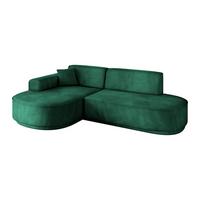 ECKSOFA Ottomane Links MARI-L1-v3 - 243x171x83 cm Grün Velours - Schwarz/Grün, Holzwerkstoff/Kunststoff (243/171cm) - ALTDECOR