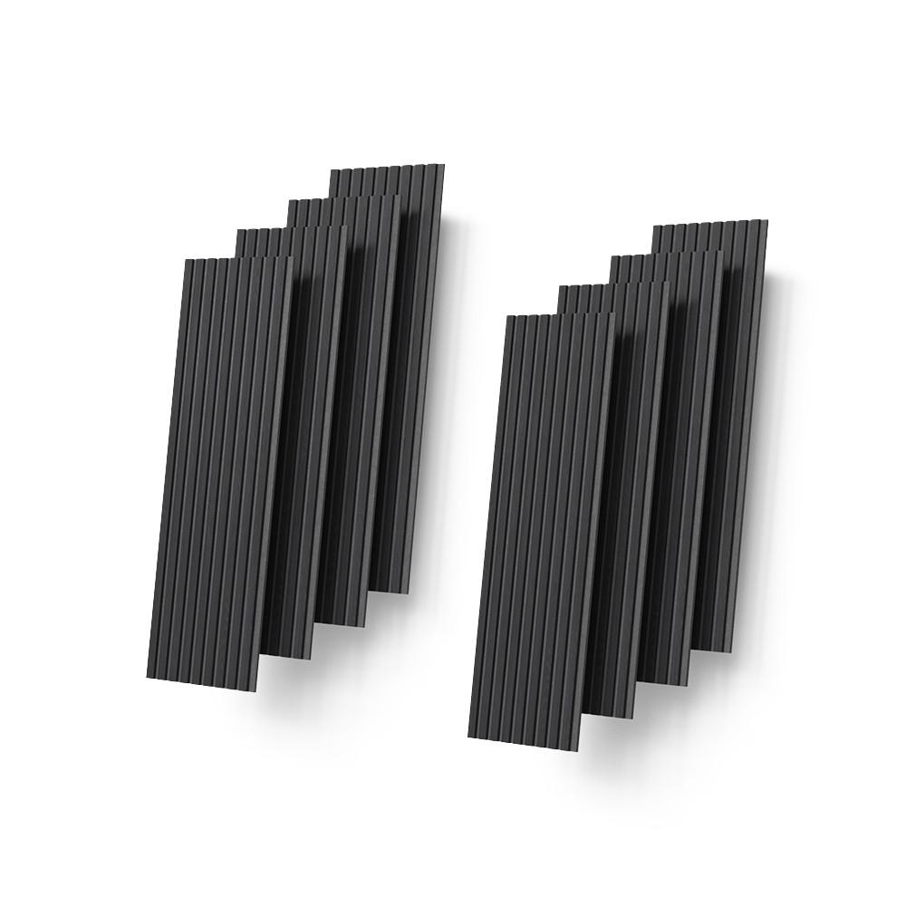WANDPANEELE Grivola Schwarz 8 Stück - Schwarz, Holzwerkstoff (120/40/1.8cm) - Livinity®
