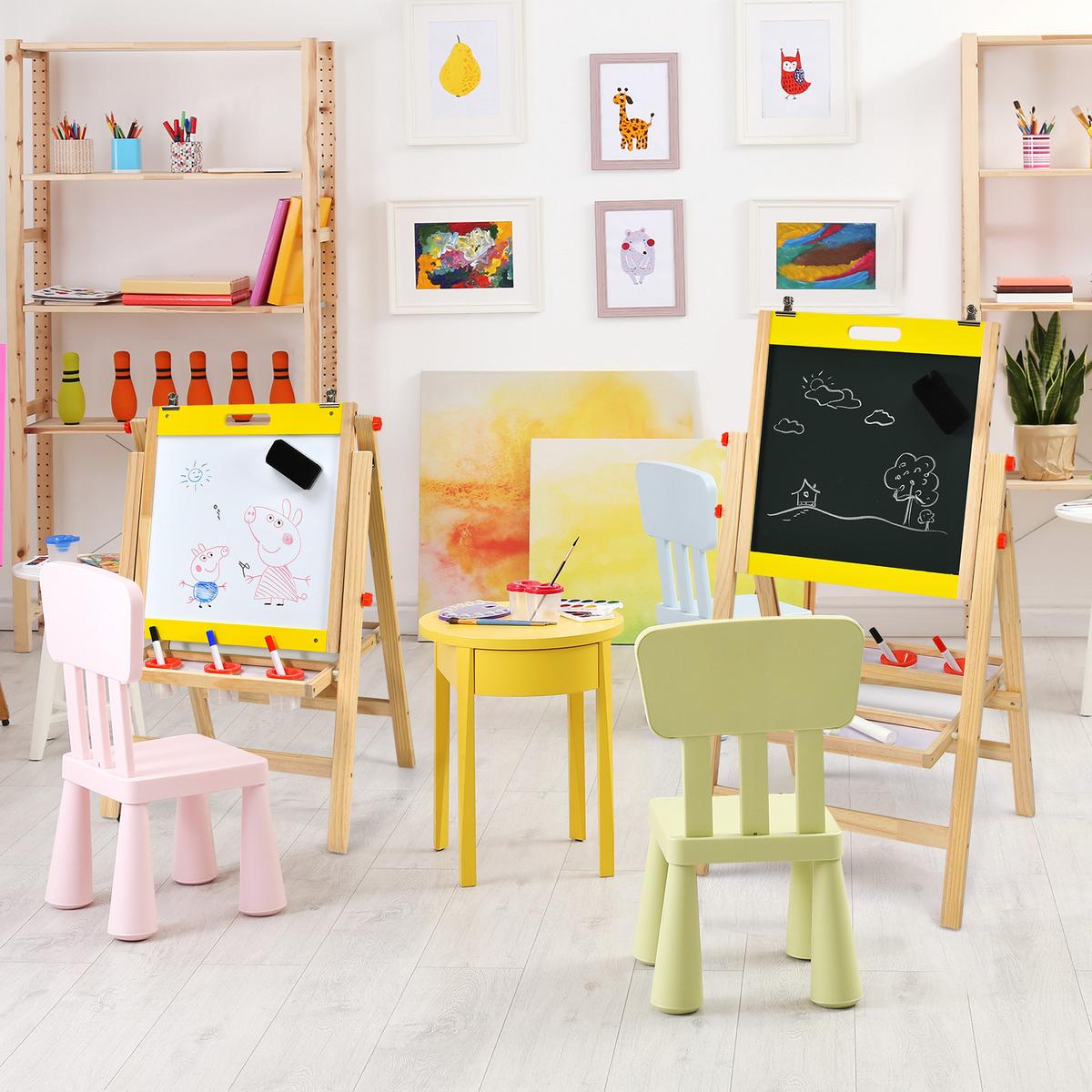 KINDERSTAFFELEI Gelb - Gelb, Holz (53.5/104/50.5cm) - COSTWAY