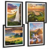 BILDER SET 4er Set - 50x50 cm & 40x60 cm Schwarzer Rahmen - Italienische Sonnenuntergänge - Schwarz, Kunststoff (50/50cm) - TULUP