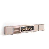 LOWBOARD, Beige, 315/35/50cm, Kamin mit Feuereffekt XXL - Beige, Holzwerkstoff (315/50/35cm) - Skraut Home