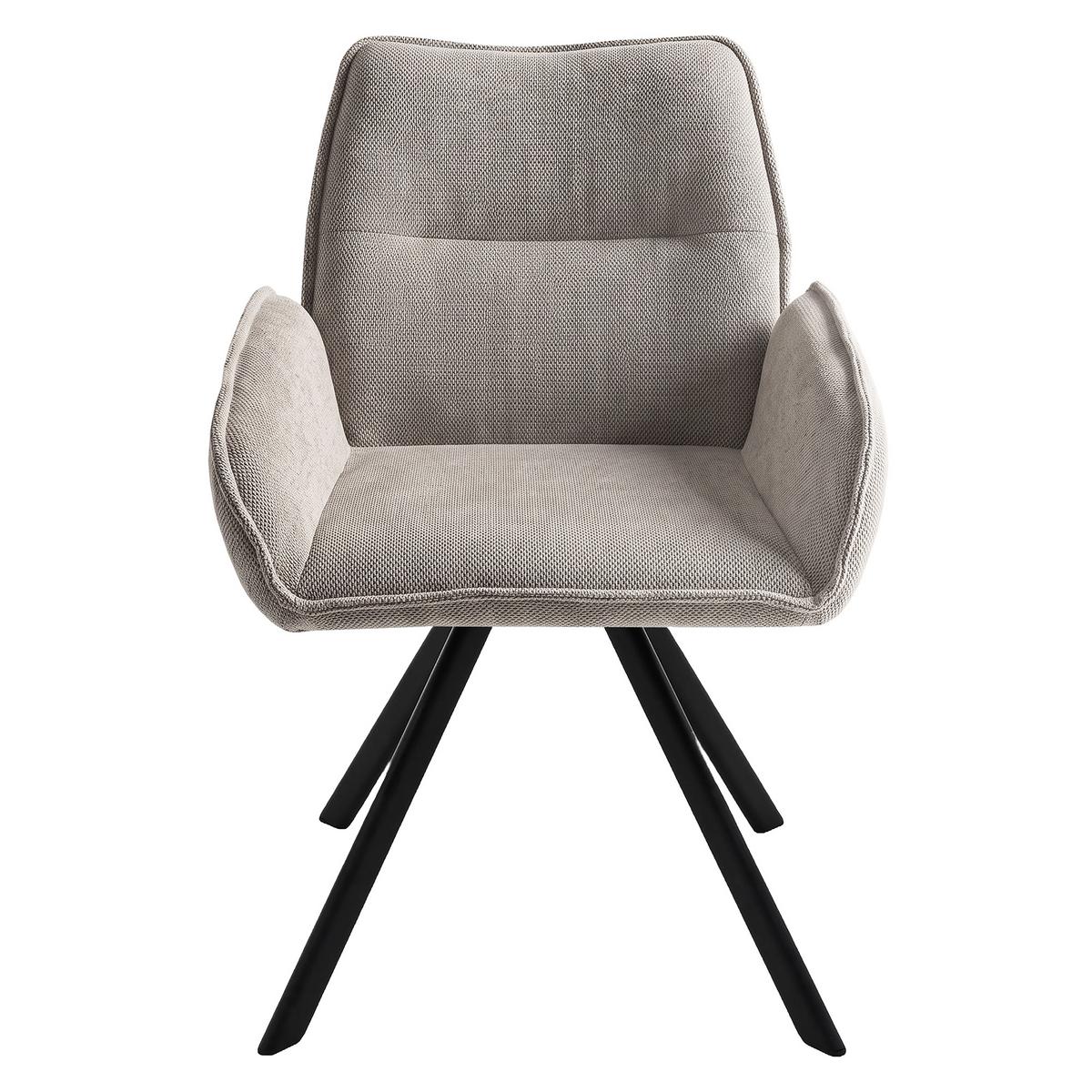 DREHSTUHL Zerra im Geflechtstoff mit Metallbeinen, Beige - Beige/Schwarz, Metall (55/87/46cm) - Beautysofa