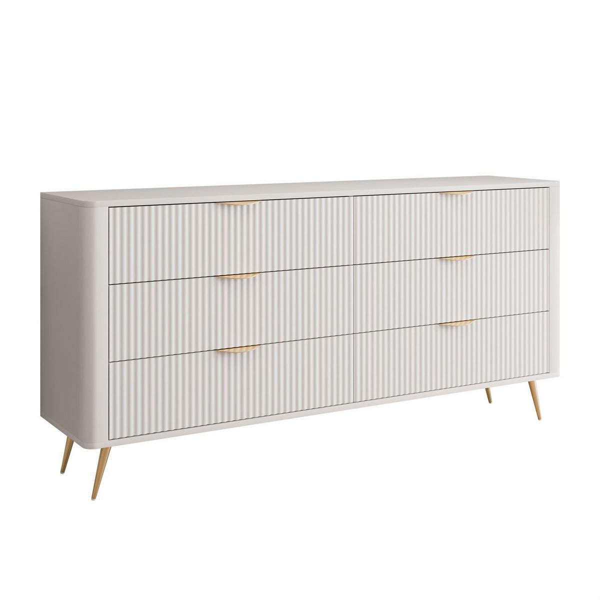 SIDEBOARD SCARLETT 6S MIT SCHUBLADEN BEIGE + GOLD - Beige, Holzwerkstoff (163/81/38cm) - Lookway