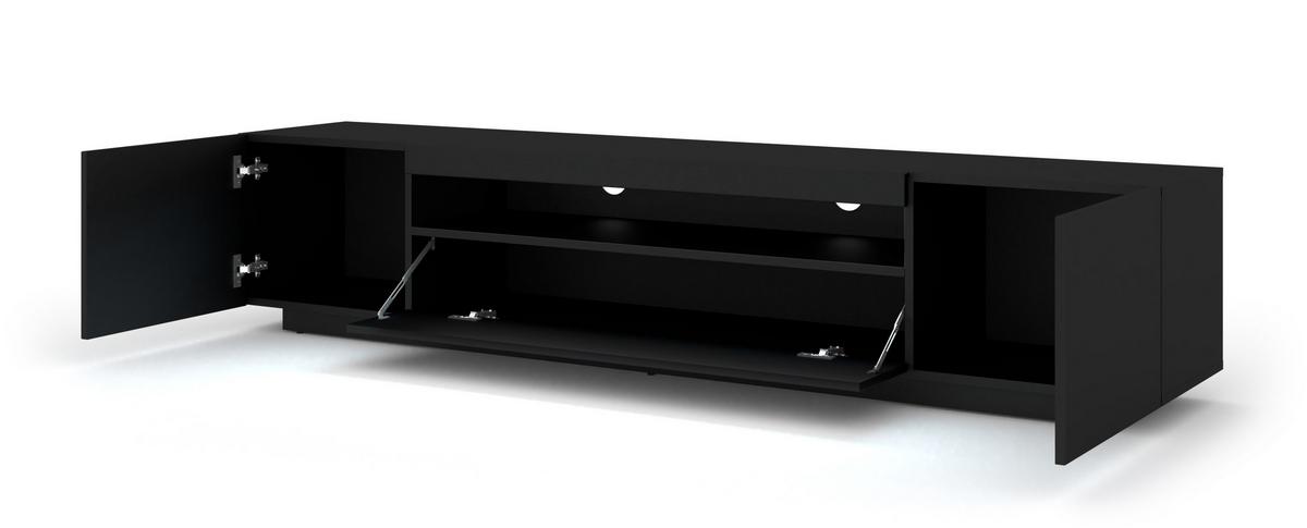 TV LOWBOARD Schwarz 200/42/37 - Schwarz, Holzwerkstoff (200/42/37cm) - RAUMHIRSCH FURNITURE