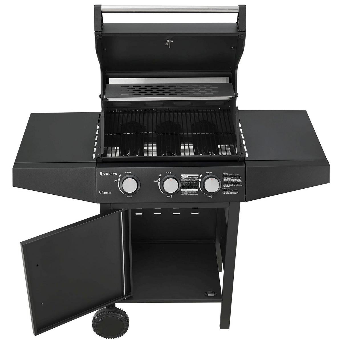 GASGRILL Louisiana schwarz - Schwarz, Metall (110/132/53cm) - Juskys