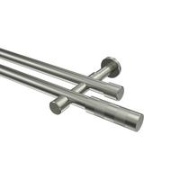 GARDINENSTANGE Prestige Mavell 540 cm (geteilt in 3 x 180 cm), 2-läufig (ohne Ringe), 20 mm Ø Edelstahl-Optik - Edelstahlfarben/Silberfarben, Metall (540cm) - INTERDECO