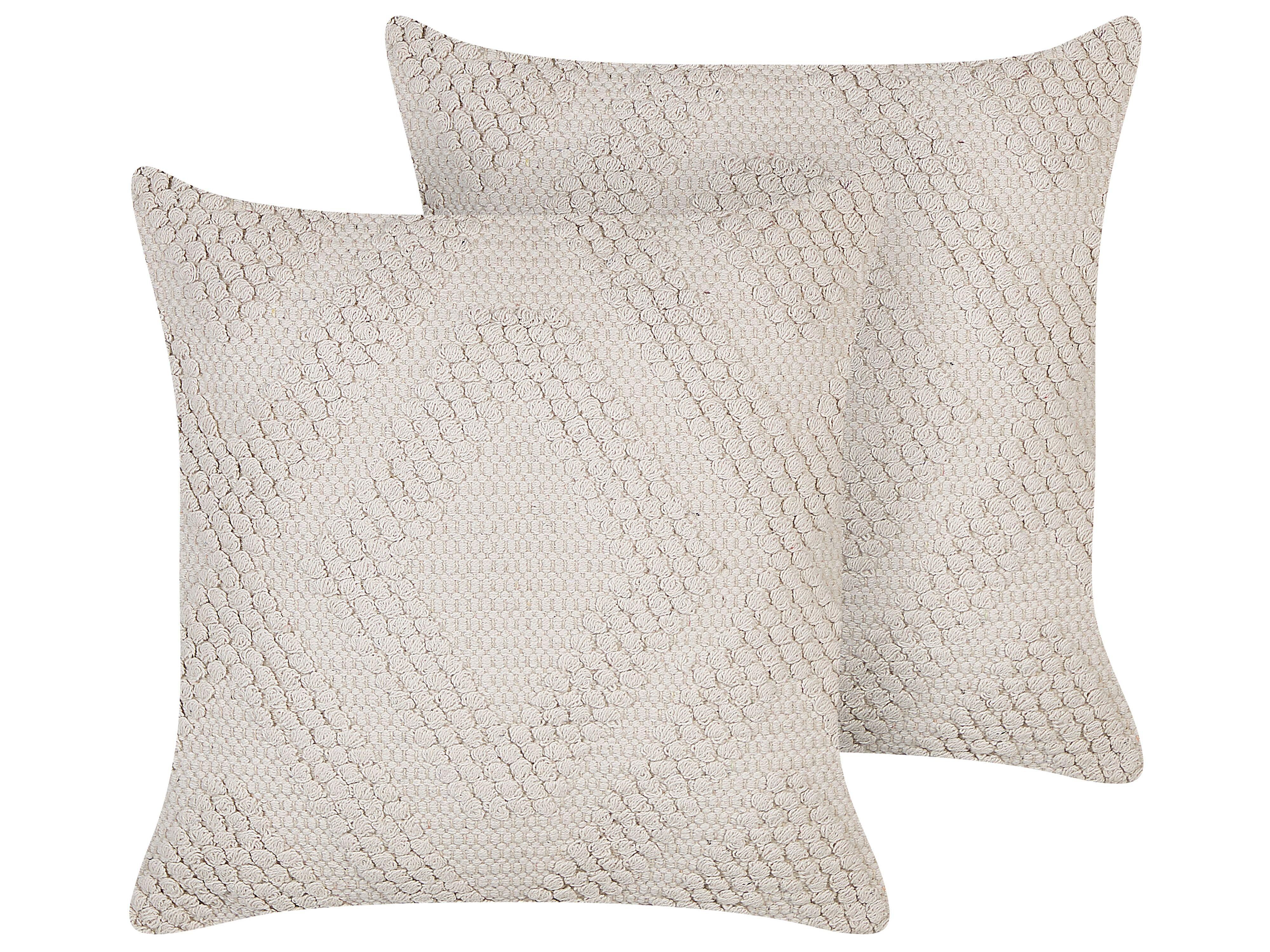 DEKOKISSEN 2er-Set Cremeweiß 45/45 cm Catalpa - Ecru, Naturmaterialien/Textil (45/45cm) - Beliani
