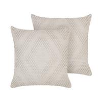 DEKOKISSEN 2er-Set Cremeweiß 45/45 cm Catalpa - Ecru, Naturmaterialien/Textil (45/45cm) - Beliani