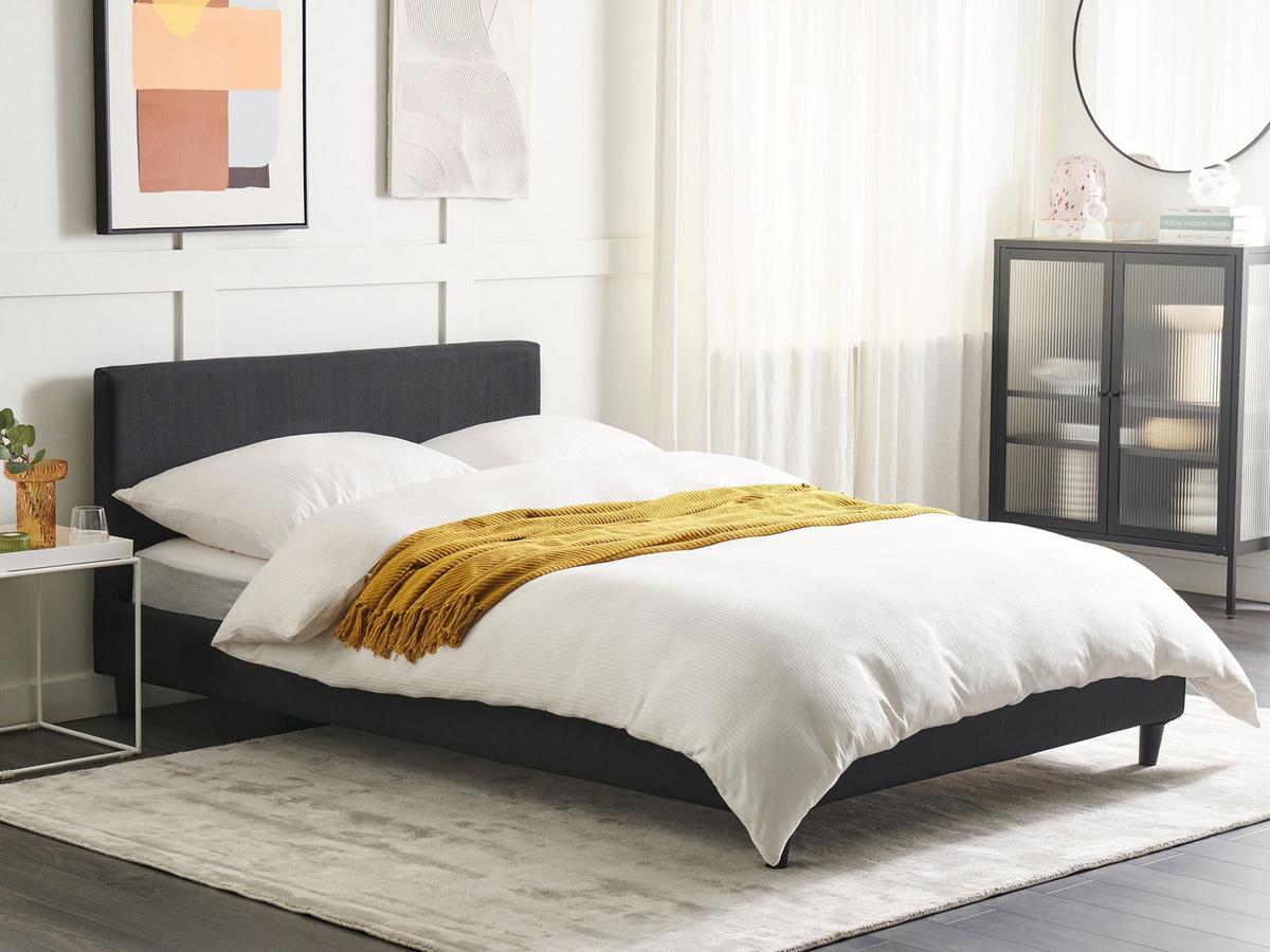 BETTRAHMENBEZUG 140/200 cm Schwarz Fitou - Schwarz, Textil (150/214cm) - Beliani