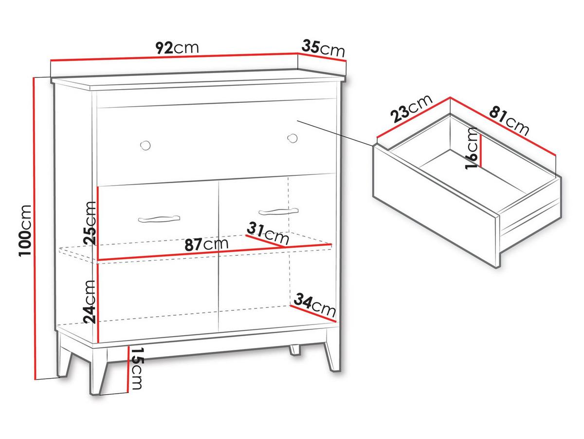 KOMMODE Windsor W-19 - Kaschmir/Goldfarben, Holz/Holzwerkstoff (92/100/35cm) - MIRJAN24