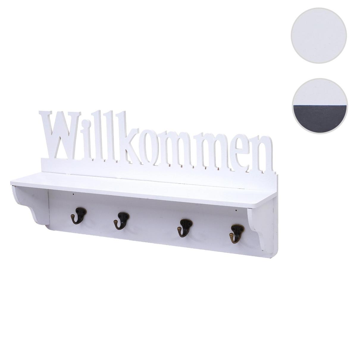 WANDGARDEROBE WILLKOMMEN 4 HAKEN Reinweiß - Weiß, Holz (60/30/13cm) - MCW