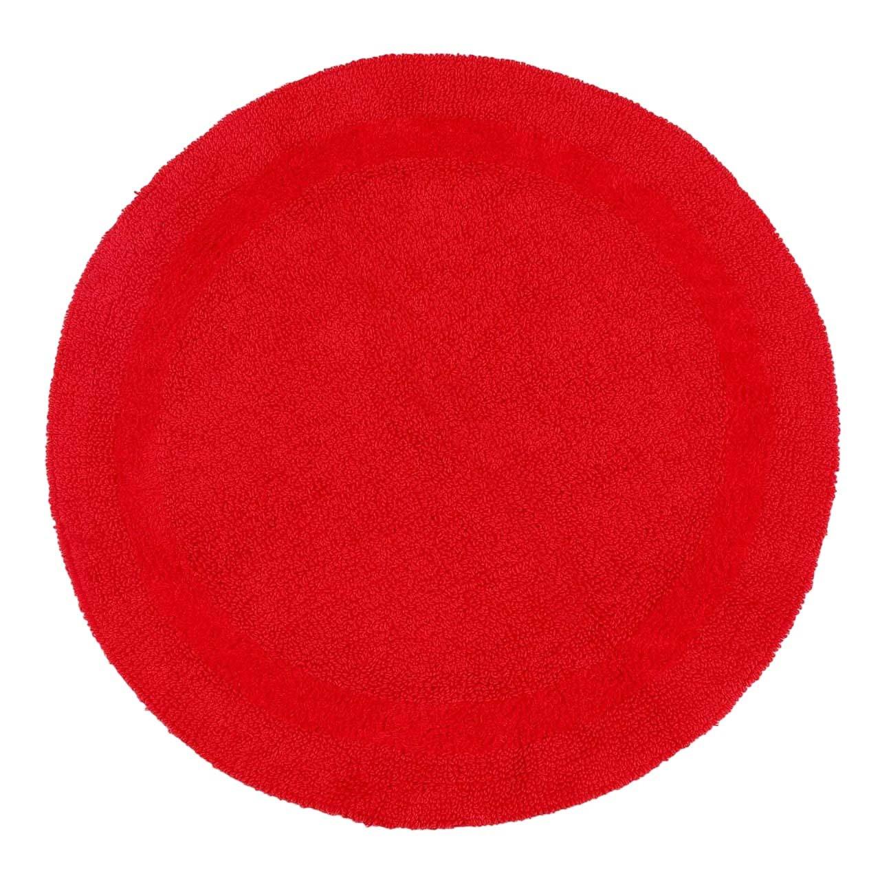 BADEMATTE 80 cm rund, 100% Baumwolle, wendbar - Rot, Textil (80/80cm) - Homescapes