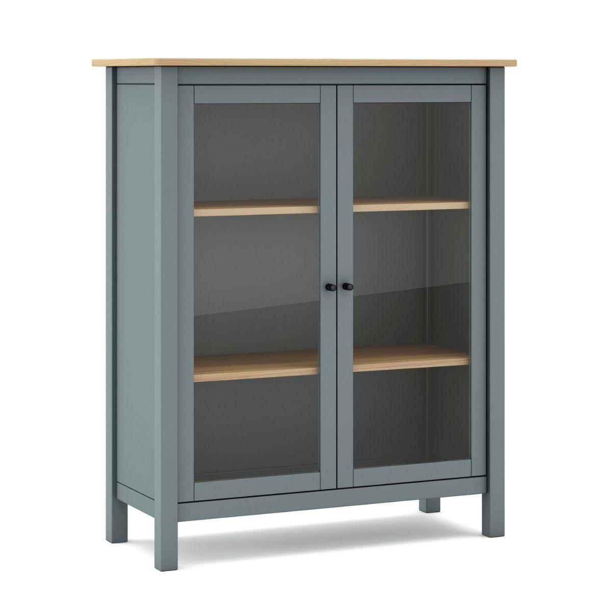 VITRINE 2 Türen L90 x H110 cm - Misti - Grün, Holz (40/110/90cm) - Calicosy