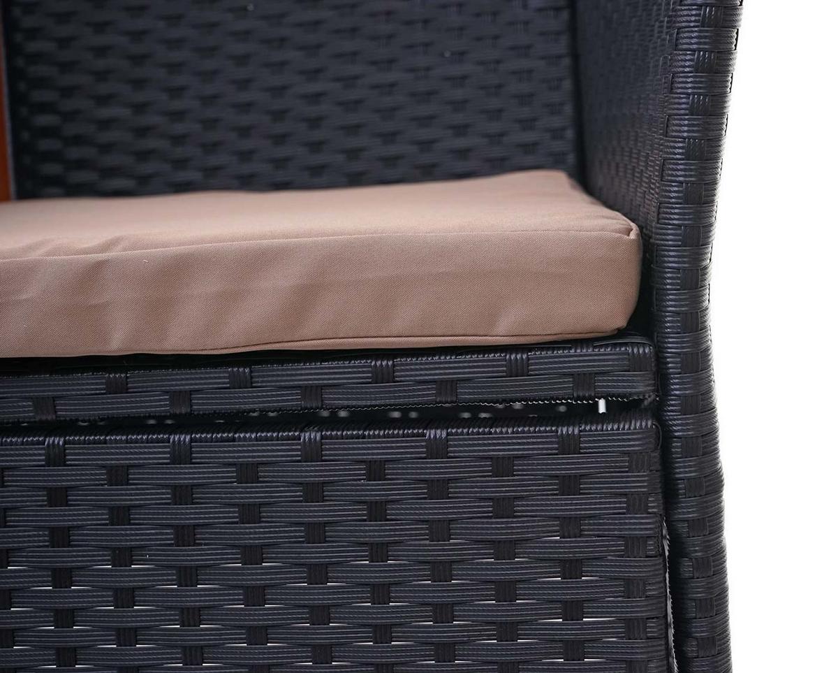 POLY-RATTAN SITZBANK Schwarz, Beige - Beige/Schwarz, Kunststoff (132/84/55cm) - MCW