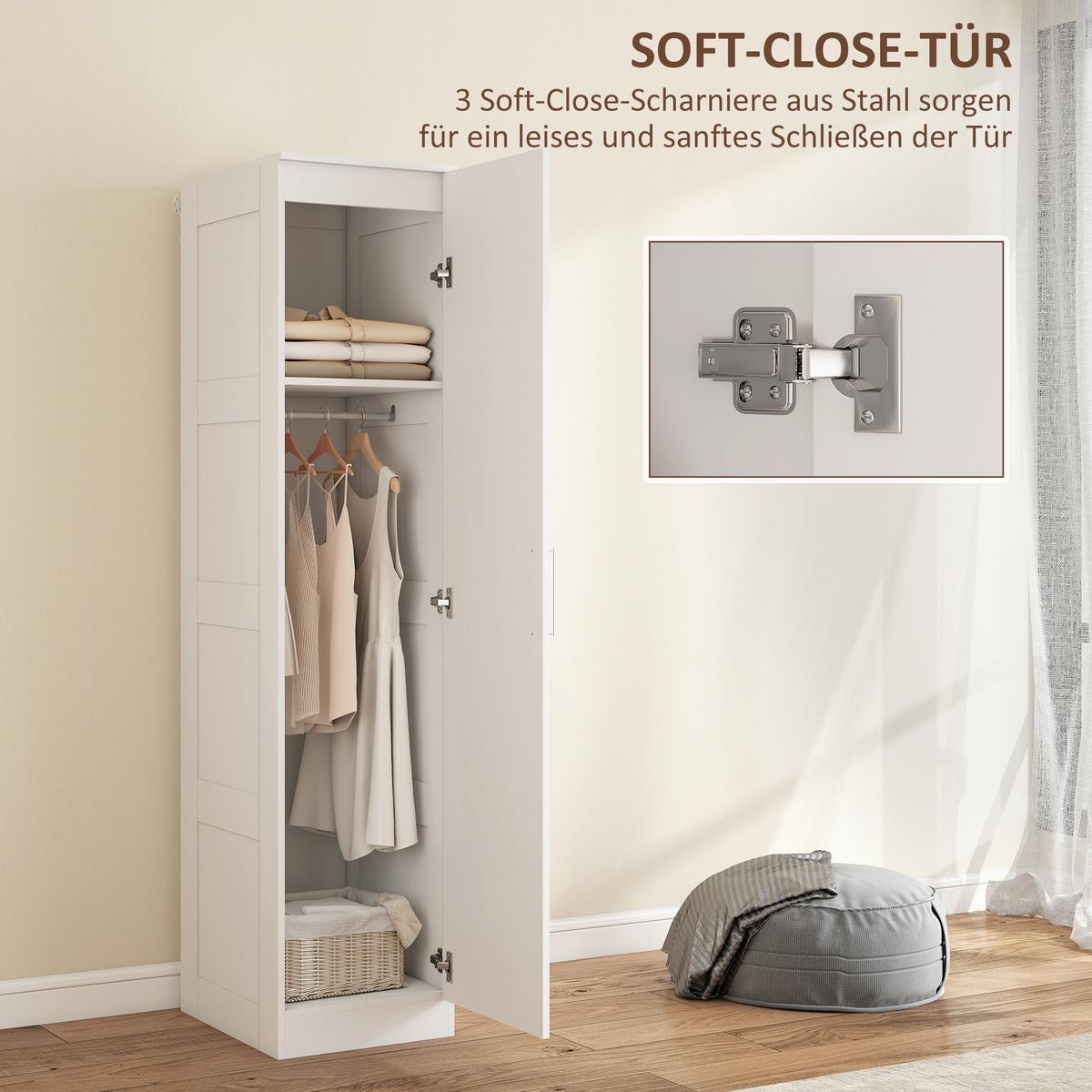KLEIDERSCHRANK Spanplatte Weiß - Weiß, Holzwerkstoff (40/180/52cm) - HOMCOM