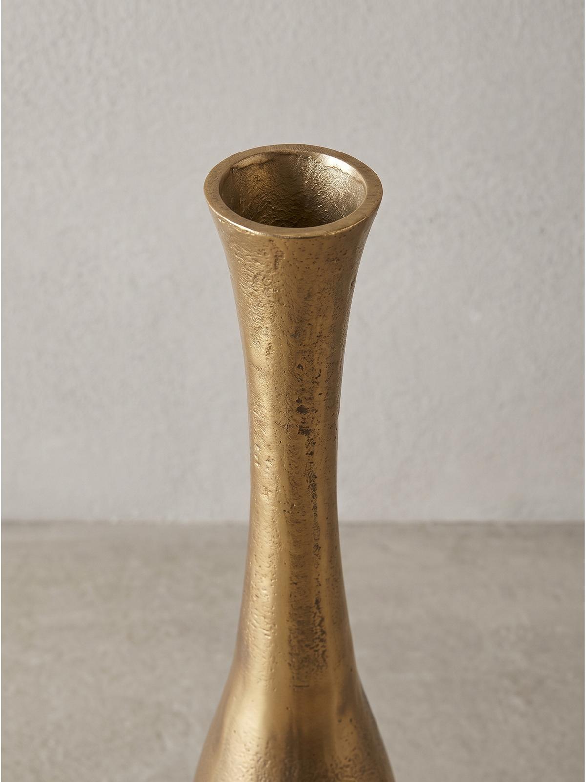 BODENVASE EBRO, Aluminium, handgefertigt, Gold, Ø 14 x 100 cm - Goldfarben, Metall (100cm) - KADIMA DESIGN