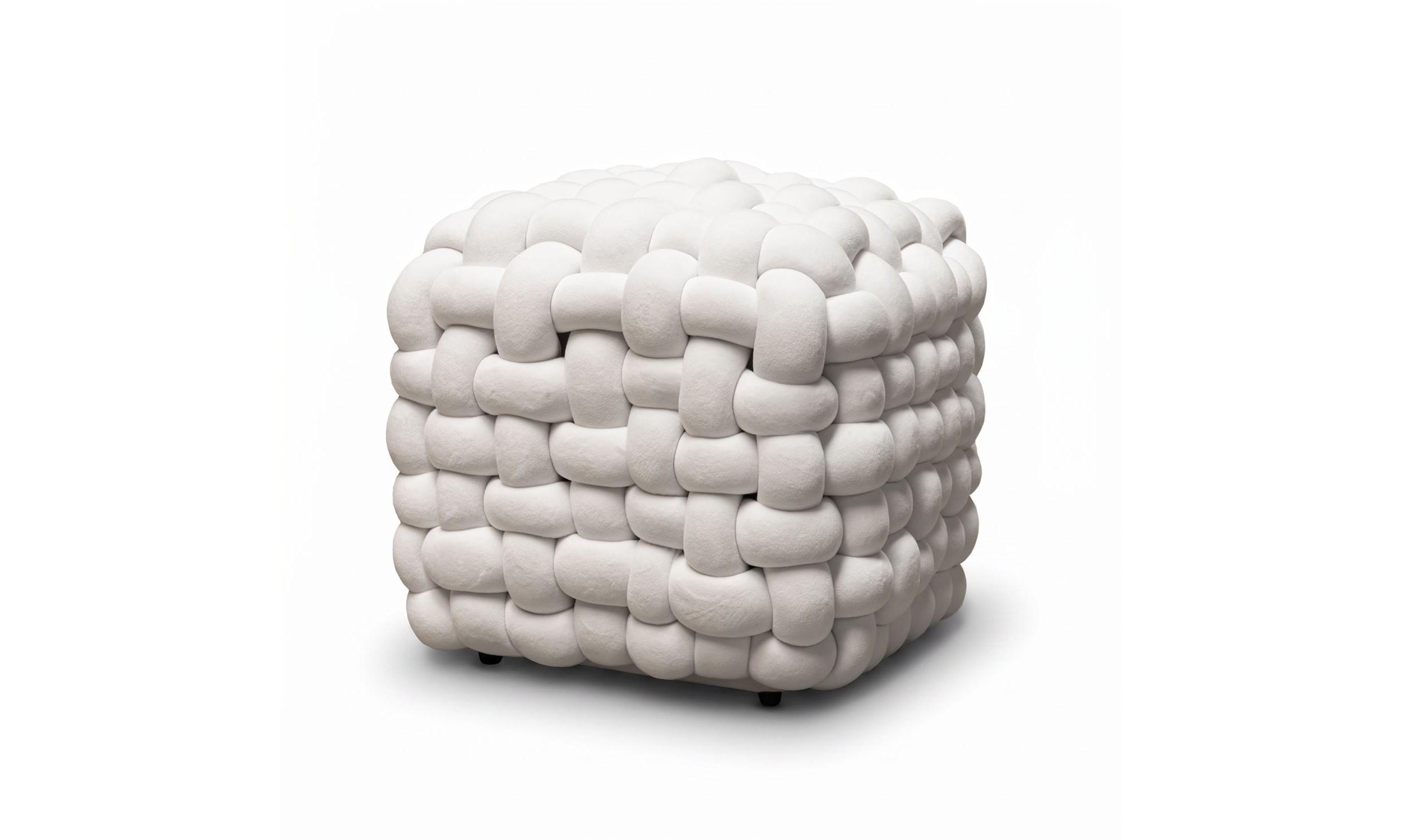 HOCKER ELIO 40/40/40 cm Weiß - Weiß, Textil (40/40/40cm) - Lookway