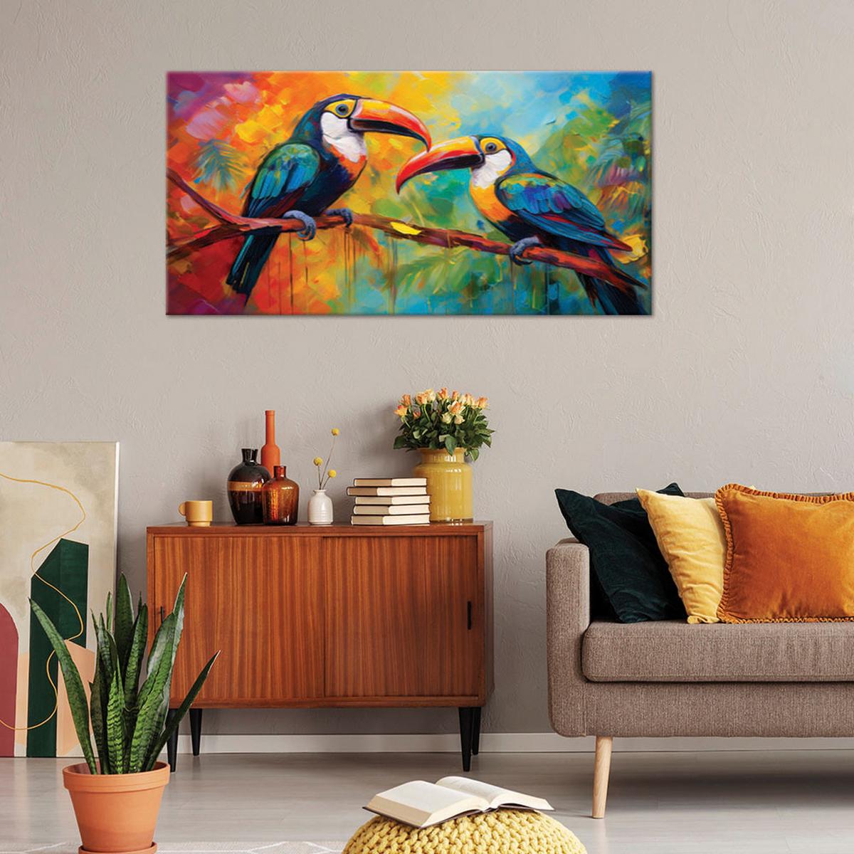 LEINWANDBILD Tukan Bunte tropische Vögel 120x60cm - Multicolor, Textil (120/60cm) - Feeby