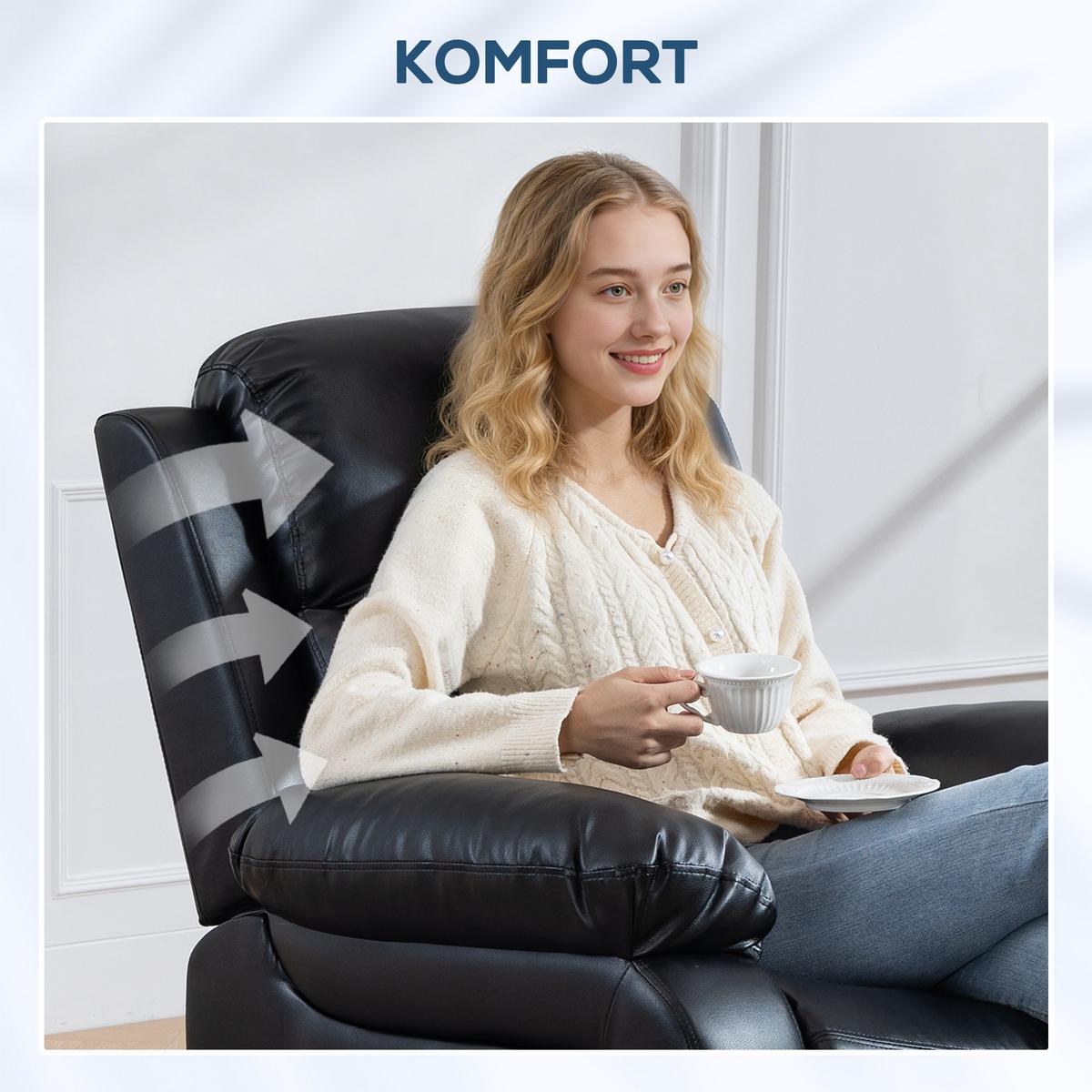MASSAGESESSEL Kunstleder Metall Schwarz - Schwarz, Textil/Metall (92/100/98cm) - HOMCOM