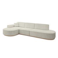 ECKSOFA Ottomane Links MARI-L2-v1 - 328x171x83 cm Creme Cord - Hellgrau/Creme, Holzwerkstoff/Textil (328/171cm) - ALTDECOR