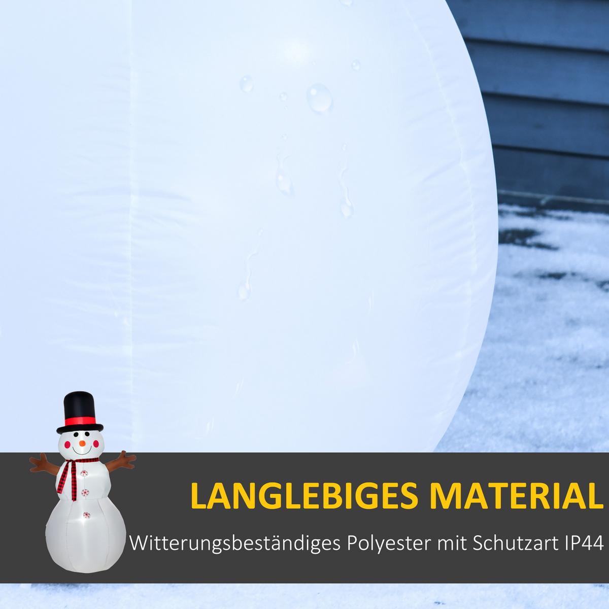 WEIHNACHTEN aufblasbarer Schneemann 1,82 m Dekoration LEDs wetterfest Polyester - Multicolor, Kunststoff (80/182/100cm) - HOMCOM
