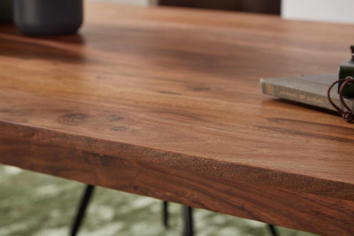 ESSZIMMERTISCH – Massivholz Braun abgerundete Ecken Landhausstil - Braun, Holz (60/120/77cm) - KADIMA DESIGN