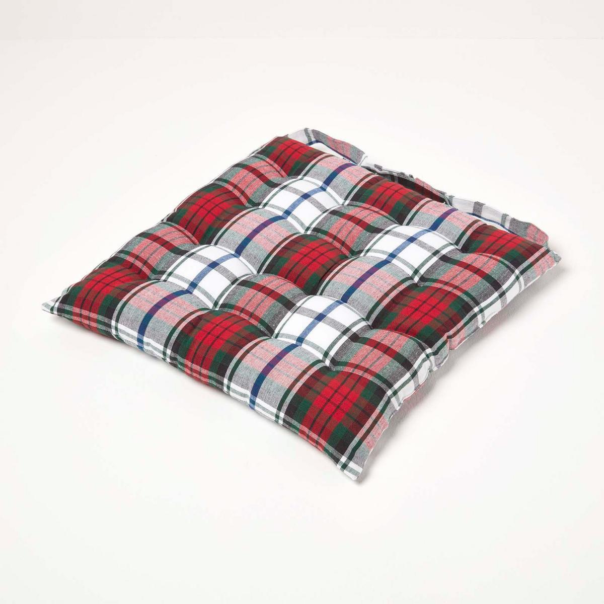 STUHLKISSEN 4er-Set, Macduff Schottenkaro 40/40/5 cm - Rot, Textil (40/40/5cm) - Homescapes