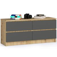 KOMMODE Eiche Artisan, Graphit Grau 55/120/40 - Eiche Artisan, Holzwerkstoff (120/55/40cm) - RAUMHIRSCH FURNITURE