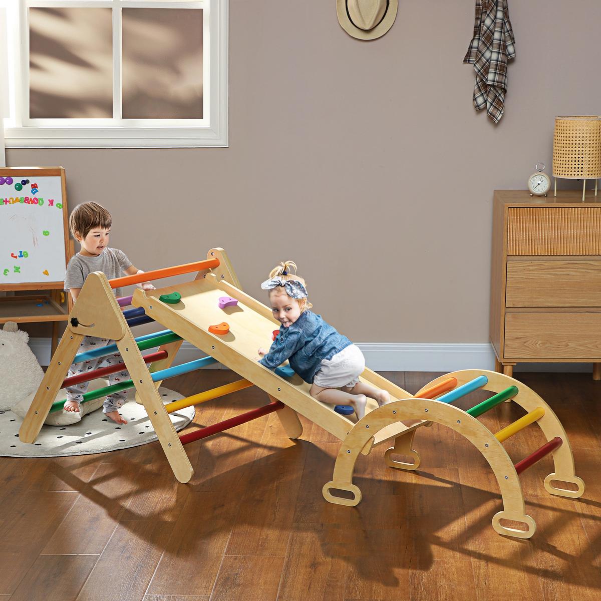 KLETTERGERÜST - Multicolor, Holzwerkstoff (64.5/59/178cm) - AIYAPLAY