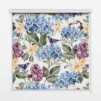 INNENROLLO - Fensterrollo - Rollo - 110x140 cm - Tukane und Blumen - Blau, Kunststoff (110/140/0.5cm) - TULUP