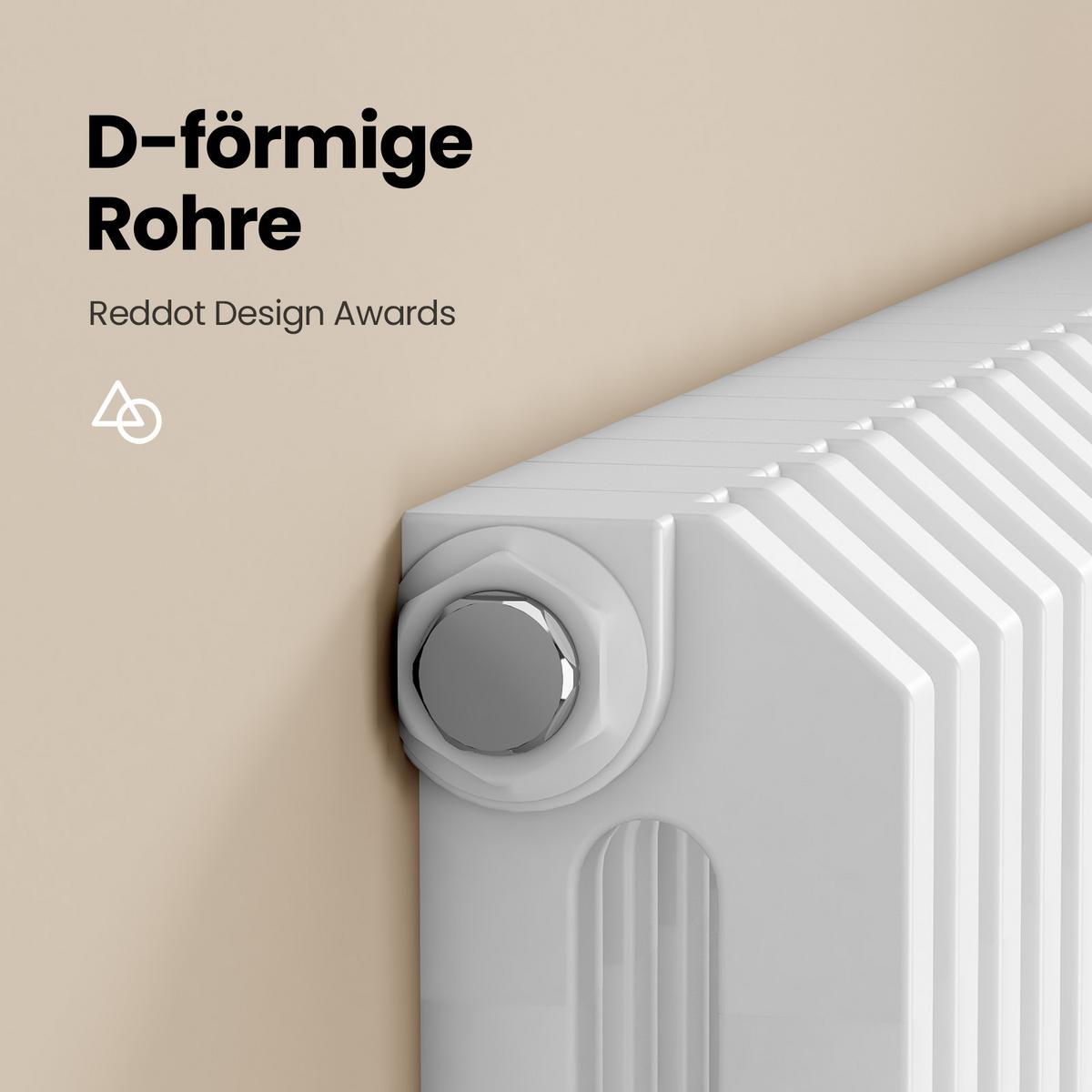 HEIZKÖRPER D-Profil Vertikal Glänzend Weiß 60/84 cm - Weiß, Metall (84/60/13cm) - EMKE