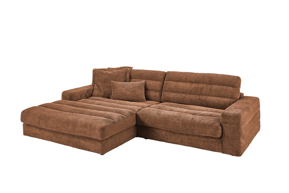 ECKSOFA LANA SOFA Braun Cord - Schwarz/Braun, Textil (296/205cm) - KAWOLA