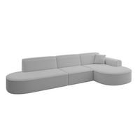 ECKSOFA Ottomane Rechts MARI-L2 - 328x171x79 cm Hellgrau Bouclé - Hellgrau/Schwarz, Holzwerkstoff/Kunststoff (171/328cm) - ALTDECOR