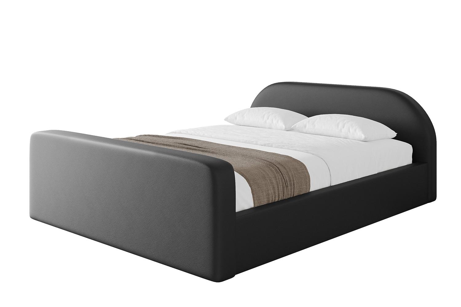 POLSTERBETT mit Bettkasten, Fußteil und Lattenrost, Boxbett mit Matratze H3/H4 - TIVON-Z-V1 180x200 Schwarz Kunstleder - Schwarz Hochglanz, Holzwerkstoff/Textil (180/200cm) - ALTDECOR