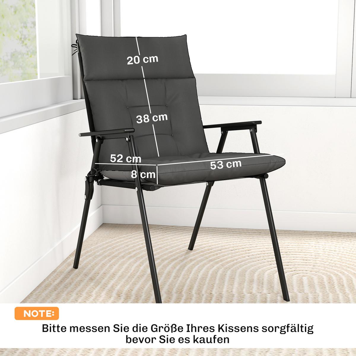 SITZKISSEN 4ER-SET aus Polyester Dunkelgrau - Dunkelgrau, Textil (111.5/53/8cm) - Outsunny