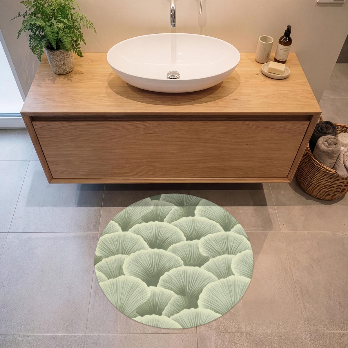 BADEMATTE Fächer - Blatt - Grün Badvorleger 70x70 cm - Pastellgrün, Textil (70/70cm) - OnlyWow