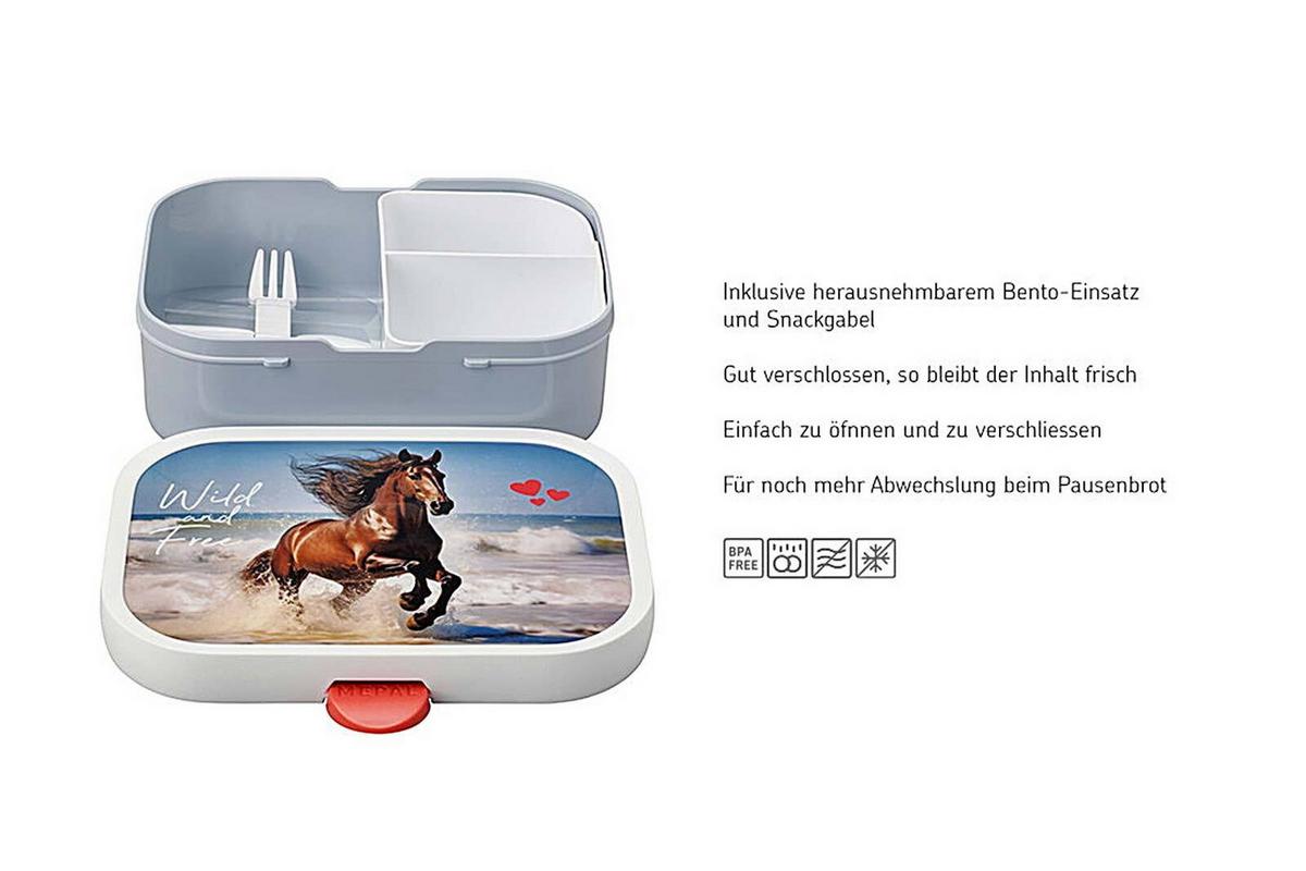 BROTDOSE Campus Wild Horse 700 ml - Weiß/Hellblau, Kunststoff (13.2/6.1/17.8cm) - Mepal