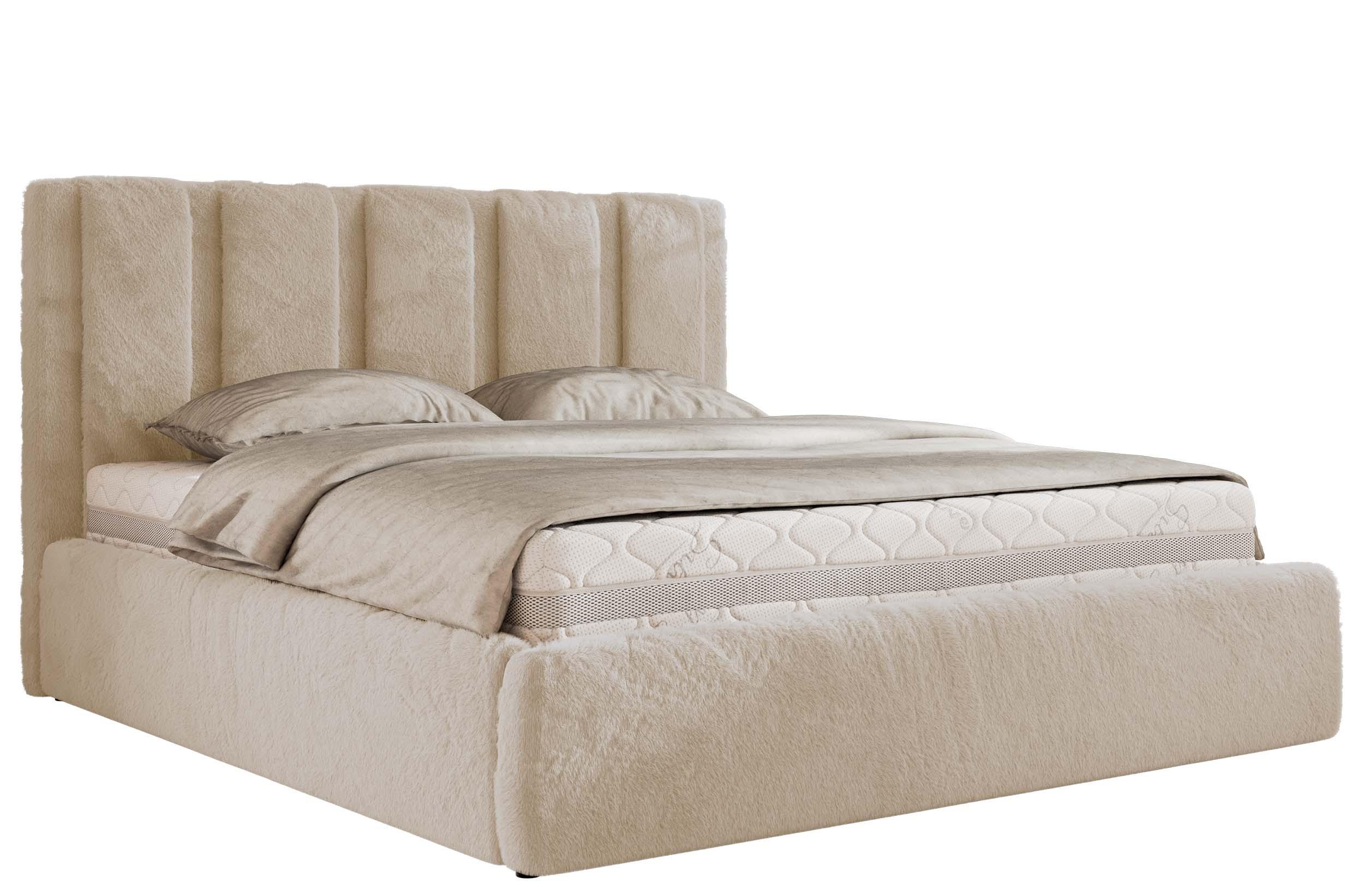 POLSTERBETT SAVINO CLASSIC 140/200 - Creme Plüsch - Pocket-Matratze - Creme, Textil (140/200cm) - MKS