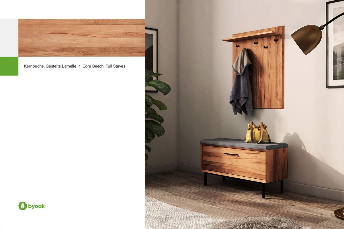 HALLENBANK LEON Kernbuche - Kernbuche, Holz (97/52/36cm) - byoak