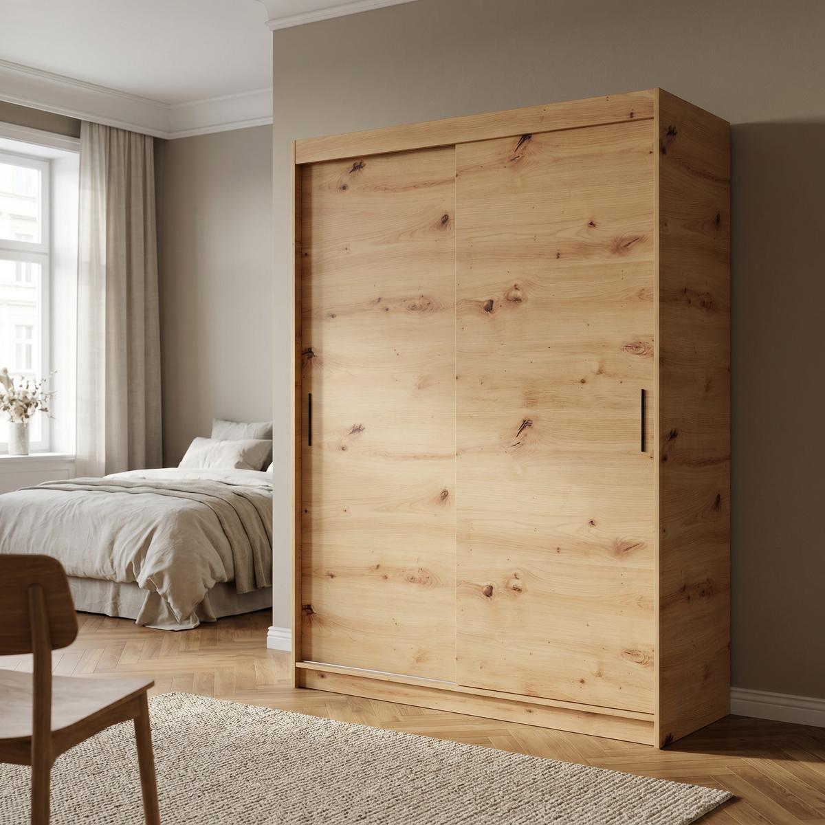 SCHWEBETÜRENSCHRANK TELA 120/205/60cm 2-türig Eiche Artisan - Eiche Artisan, Holzwerkstoff (120/205/60cm) - MASSENO
